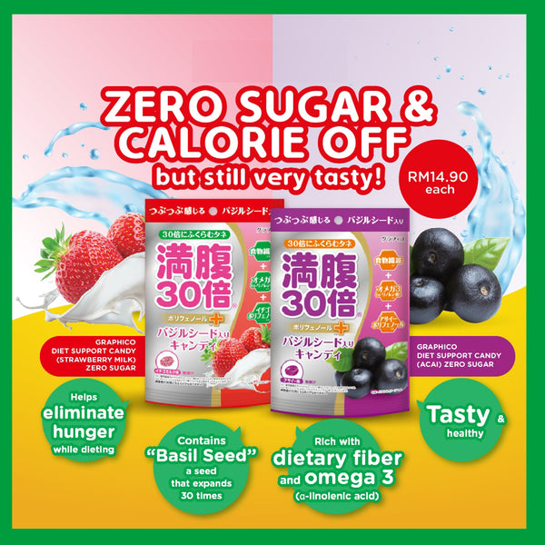 Manpuku Fills You up! X30 Zero Sugar Candy Strawberry Milk 38g