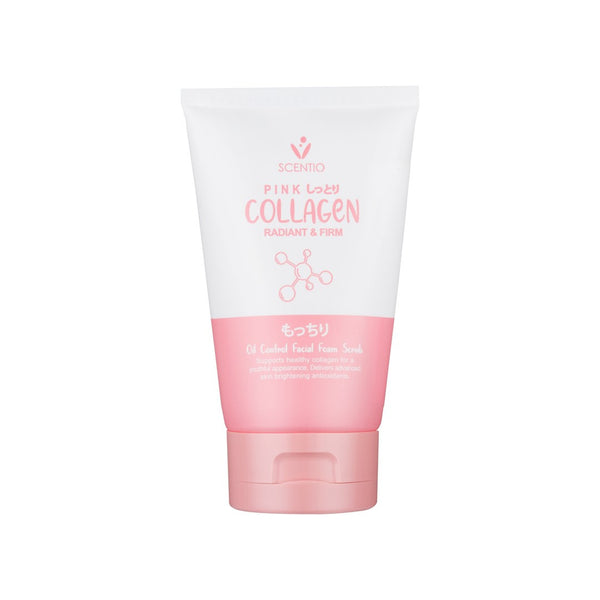 (Buy 1 Free 1) SCENTIO Pink Collagen Radiant & Firm Oil Control Facial Foam Scrub (100ml) *Exp 09/2024