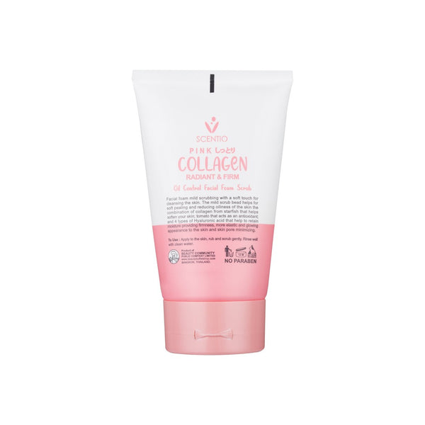 (Buy 1 Free 1) SCENTIO Pink Collagen Radiant & Firm Oil Control Facial Foam Scrub (100ml) *Exp 09/2024