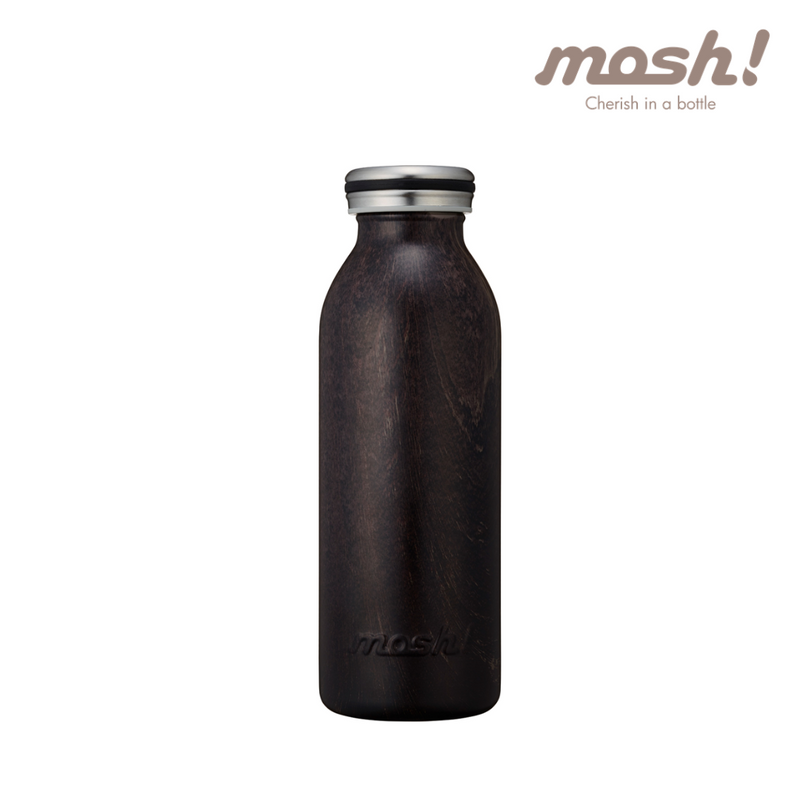 MOSH! Stainless Steel Milk Bottle Dark Wood (450ml)