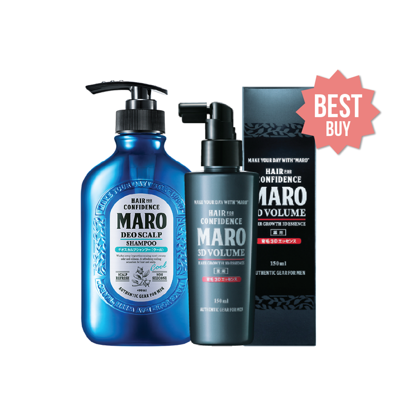 [BUNDLE] MARO Hair Shampoo + 3D Volume Up Hair Growth 3D Essence (150ml)